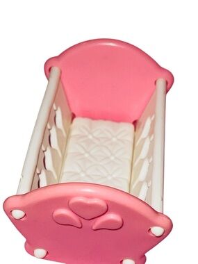 Fisher-Price Loving Family Dollhouse Pink Cradle Rocking Baby Bed for Nursery